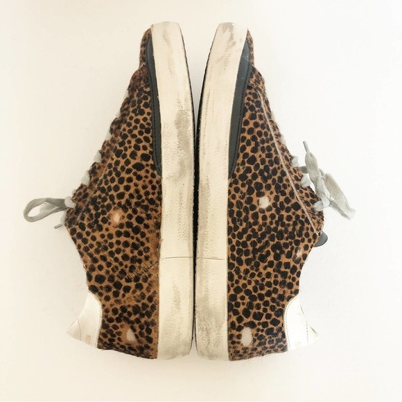 Golden Goose Superstar Leopard Print Pony Hair Glitter Star Distressed Sneakers - Picture 7 of 14